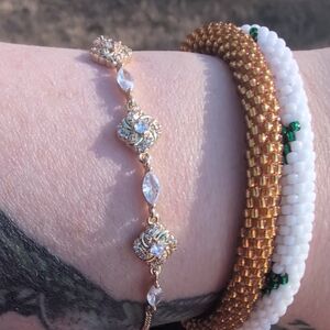 Gold Plated Bracelet with Crystal Accents